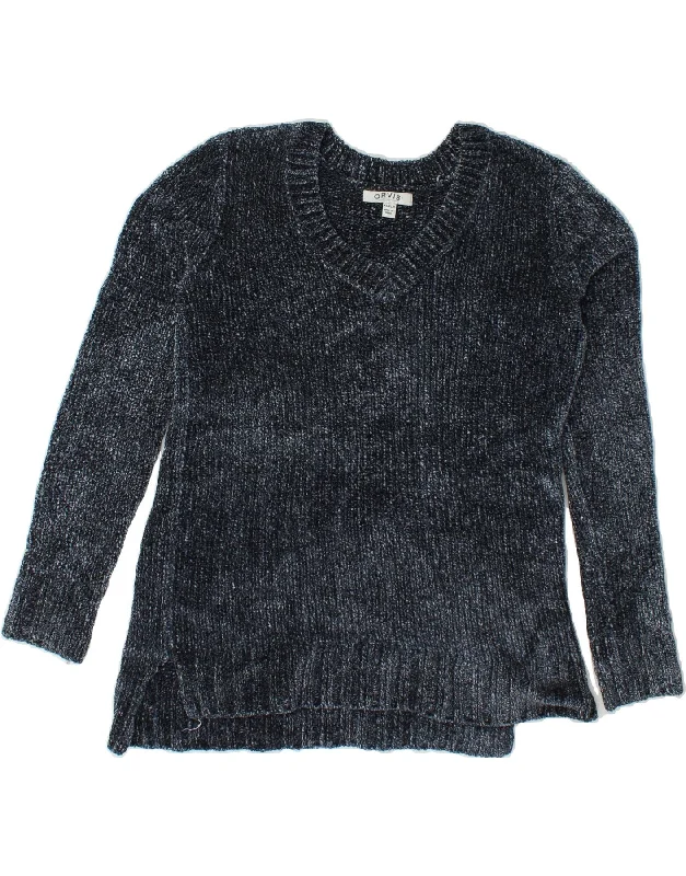 ORVIS Womens Oversized V-Neck Jumper Sweater UK 6 XS Navy Blue Wool