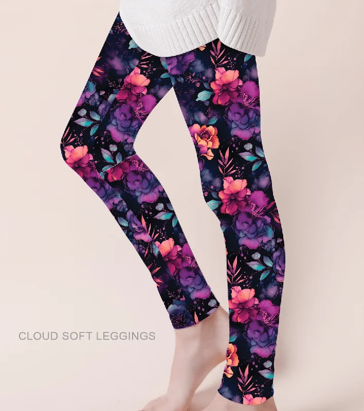 [Pre Sale] Gifts Galore Midnight Garden - Adult & Kids Casual Cloud Soft Yoga Band Leggings (EST SHIP EARLY DEC)