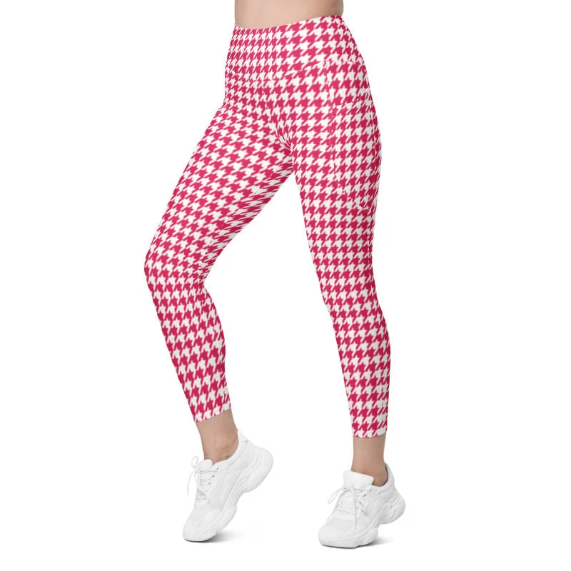 ELEVATED ESSENTIALS, THE PERFECT SIDE POCKET LEGGING RED HOUNDSTOOTH