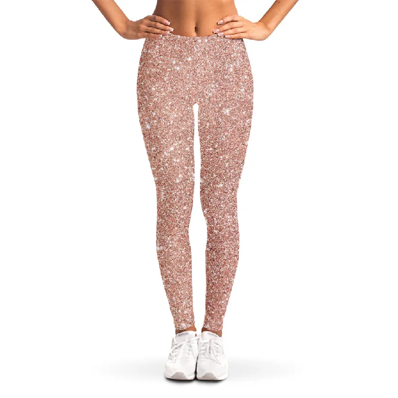 Rose Gold (NOT Real) Glitter Print Women's Leggings