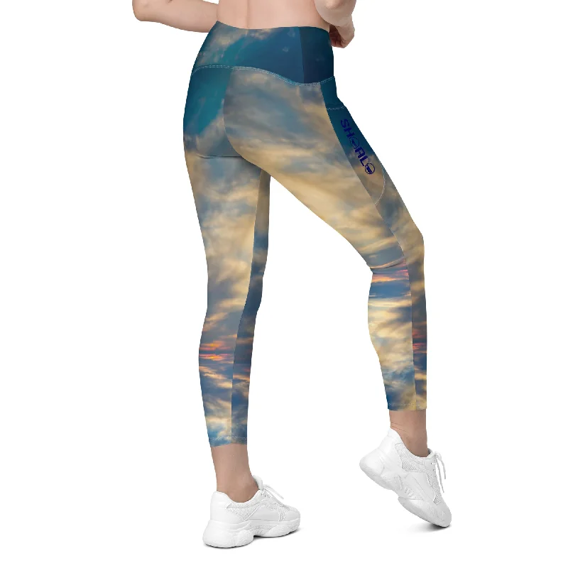 SHOALO Sky & Sea - Womens 7/8 All Day Leggings With Side Pockets