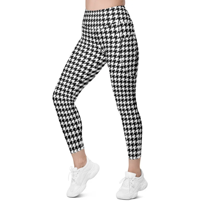 ELEVATED ESSENTIALS, THE PERFECT SIDE POCKET LEGGING BLACK WHITE HOUNDSTOOTH