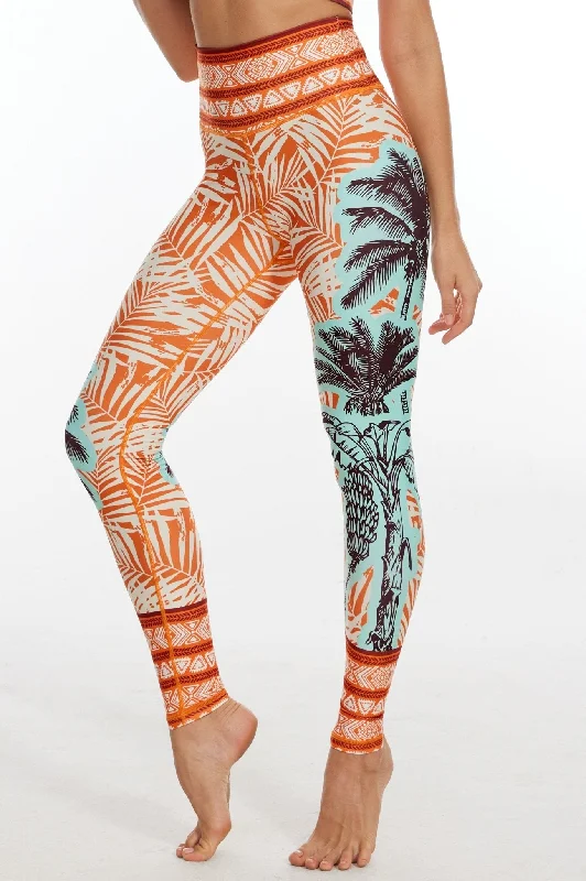 Sunset Palms High-waisted Leggings - Orange