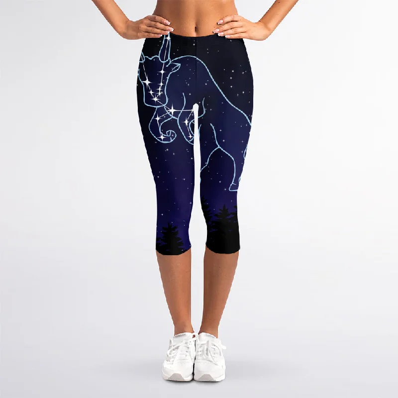 Taurus Constellation Print Women's Capri Leggings