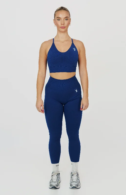 Tempo Seamless Scrunch Leggings & Multi-Way Sports Bra Set - Midnight Blue Stylish Everyday Leggings