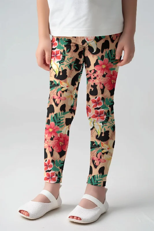 Wild & Free Lucy Cute Floral Leopard Print Leggings - Kids