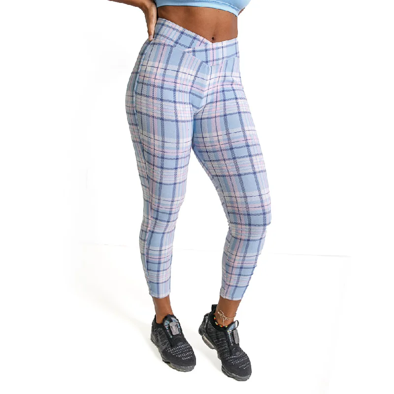 Women's Cross Waist Leggings - Plaid