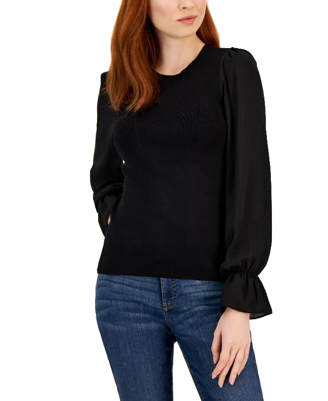 Women's Woven Sleeve Sweater