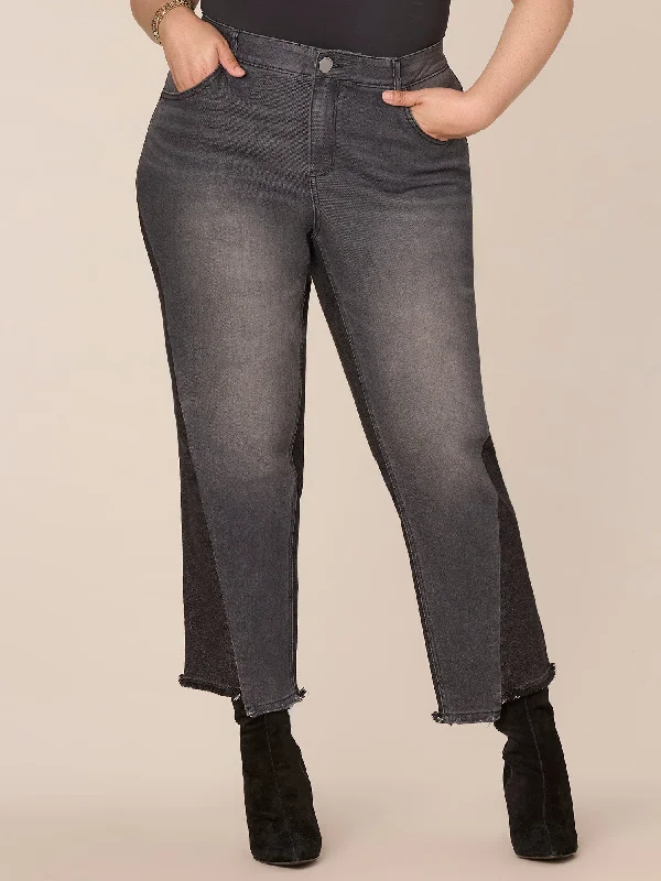 "Ab"solution High Rise Step Hem Ankle Straight Leg Plus Size Jeans