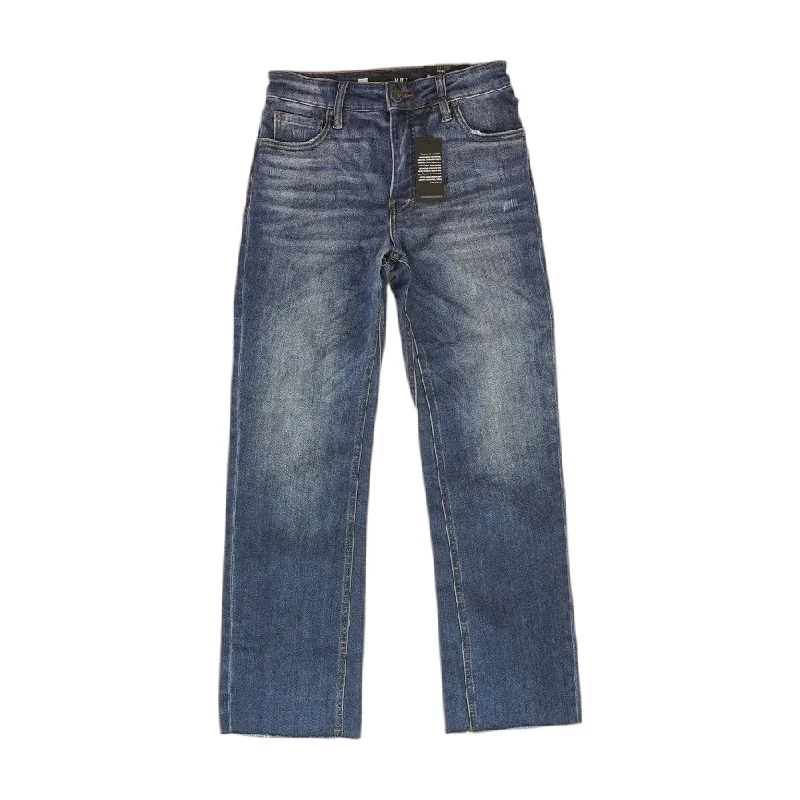 Blue Solid High Rise Slim Leg Jeans