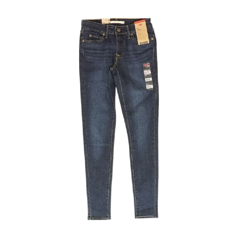 Blue Solid Skinny Leg Jeans