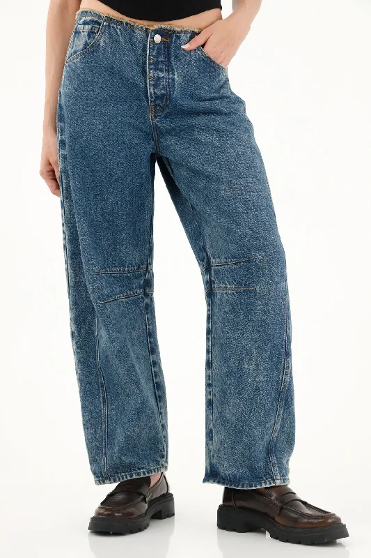 Women's Mid Tone Low Rise Horseshoe Jeans