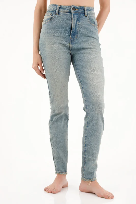 Women's Mid-Rise Super Slim Blue Jeans