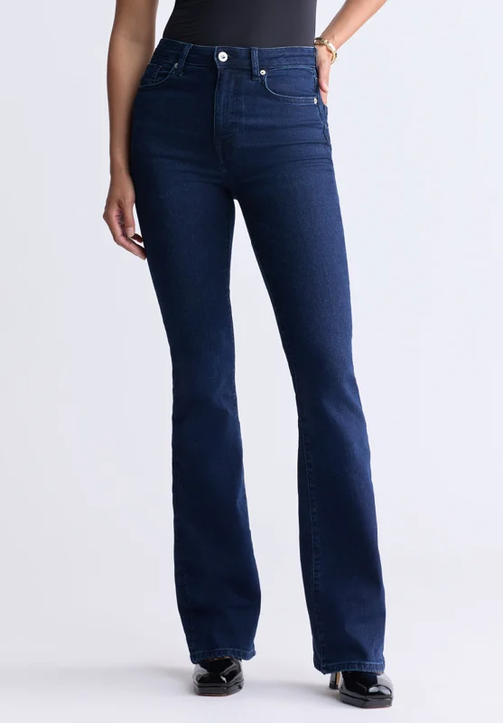 High-Rise Flare Joplin Women's Jeans, Indigo - BL15979 Fashionable Vintage Wash Jeans High-Rise Flare Joplin Women's Jeans, Indigo - BL15979 Fashionable Vintage Wash Jeans