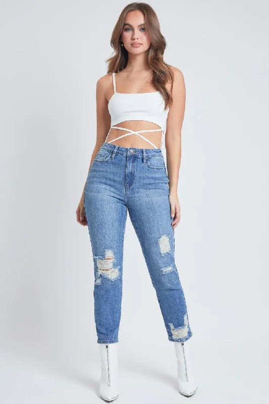 Women's Dream Mom Fit Jeans Trendy Paperbag Waist Jeans