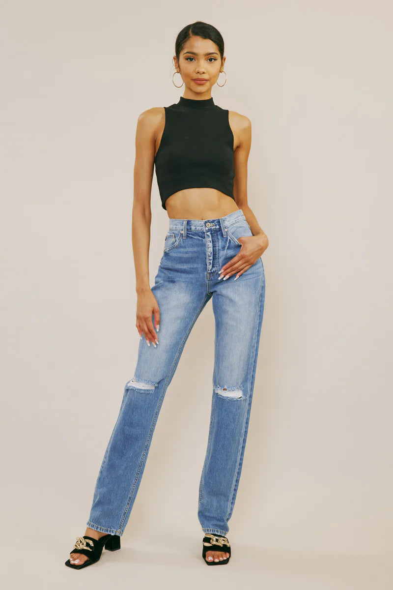 Kancan Ashe Ultra High Rise Straight Leg Jeans