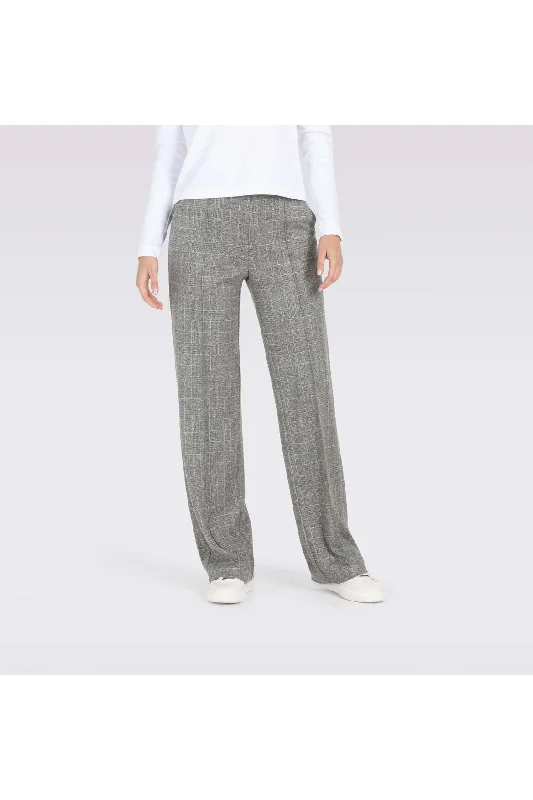 Mac Jeans Chiara Smart Wide Leg Premium Jersey Pull On Pants 3029-00-0114 | 057K Steel Grey Check