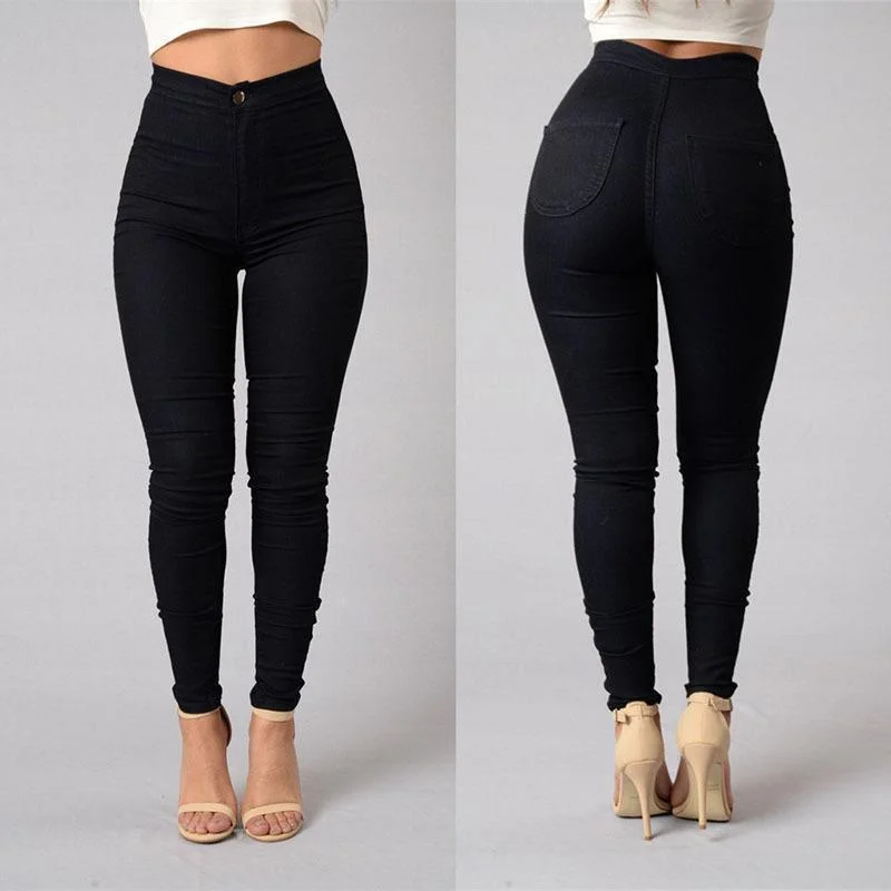 NEW Solid Wash Skinny Jeans Woman High Waist winter Denim Pants Plus 2018 Push Up Trousers Bodycon warm Pencil Pants Female **