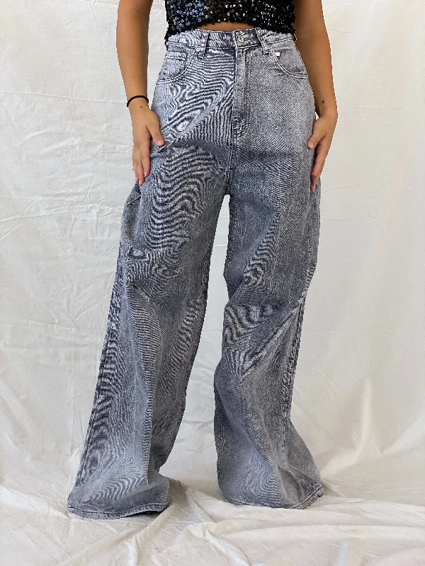 NWT Alien Streetwear Baggy Extra Wide Leg Gray Jeans - 36EUR