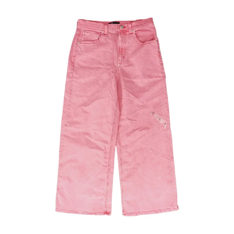 Pink Solid High Rise Wide Leg Jeans