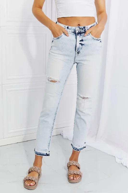 Camila Full Size Acid Wash Crop Straight Jeans