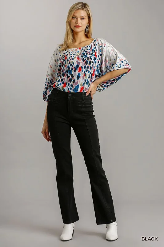 Panel Straight Cut Denim Jeans With Pockets Trendy Vintage Denim Jeans
