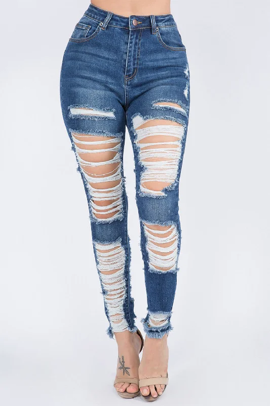 Women's High Waist Heavy Distressing Denim Skinny Jeans Fashionable White Denim Jeans Women's High Waist Heavy Distressing Denim Skinny Jeans Fashionable White Denim Jeans