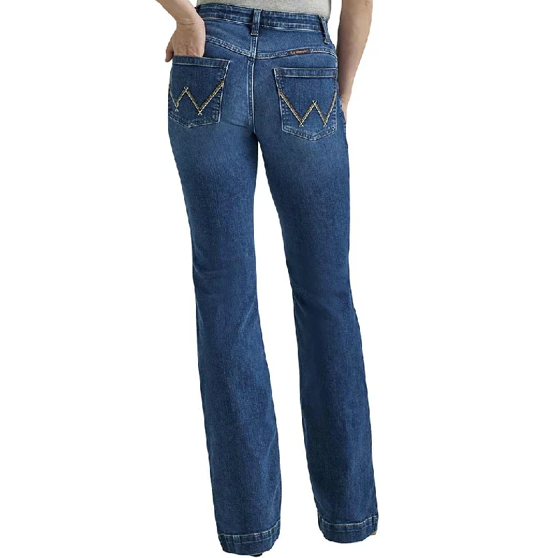Wrangler Women's Ultimate Riding Mid Rise Willow Trouser Jeans Fashionable Button-Front Jeans Wrangler Women's Ultimate Riding Mid Rise Willow Trouser Jeans Fashionable Button-Front Jeans